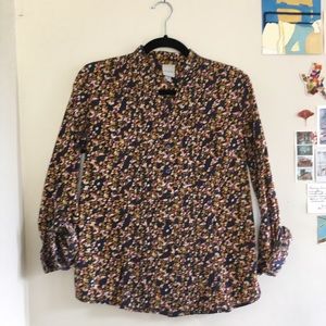 Floral Button Down with Mandarin Collar